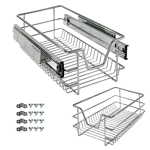 Arebos Teleskopschublade 30 cm - Praktische Küchenschublade - Schubkästen mit leichtgängiger Teleskopfunktion für schnellen Zugriff auf Küchenhelfer. Ideal zur Ordnung in Küche, Kleiderschrank oder Hobbyräumen.