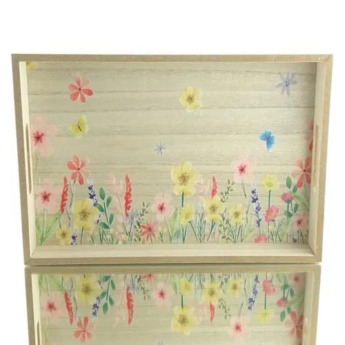 Riffelmacher Tablett Blumenwiese S mit Schmetterlingen 30 x 20 cm - MDF