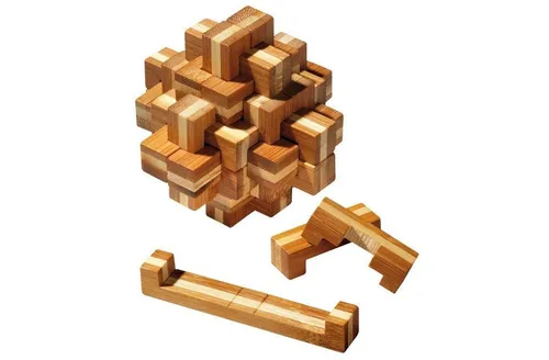 Philos 6053 - Verflixter Knoten, 24 Teile aus Bambus, fördert logisches Denken und Geschicklichkeit