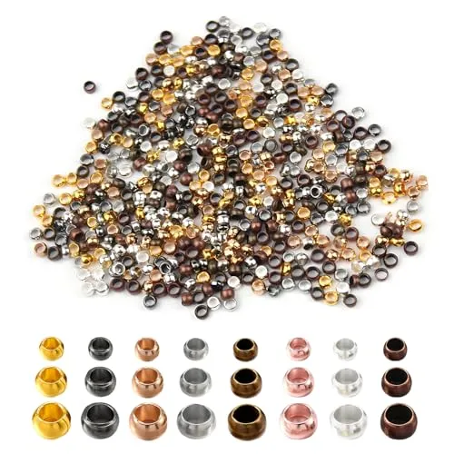 Stück Quetschperlen,Quetschperlen Verschluss,Quetschperlen Set,Crimp Beads,Spacer Perlen,Quetschperlen Kettenverschluss,für DIY,Schmuckherstellung,8 Farben (1.5mm/2mm/2.5mm) 1500