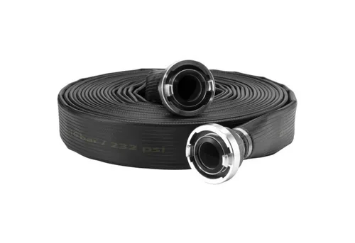 GEKA Flachschlauch Gummi, 20m - 3 Zoll, Storz B, 16bar - Bewässerungsschlauch für Bauwirtschaft und Industrie, abriebfest und langlebig, ideal für schwere Beanspruchung. Flexibel und druckstabil, für Temperaturen von -20 bis +80 Grad Celsius.