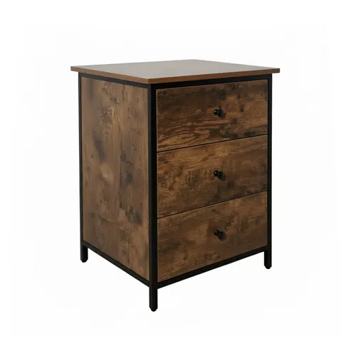 relaxdays Nachttisch mit 3 Schubladen, Vintagebraun - Eleganter Stauraum - Nachttisch in Holzoptik mit 3 Schubladen für optimalen Stauraum. Verstellbare Füße sorgen für Stabilität, ideal für jedes Schlafzimmer.