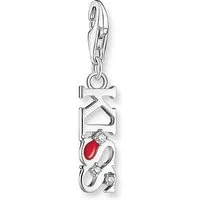 THOMAS SABO Damen Charm-Anhänger KISS mit weißen Steinen in rot von THOMAS SABO