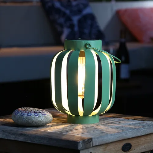 LED Solar Laterne grün creme 21cm Lichtsensor Garten Solarleuchte Solarlampe