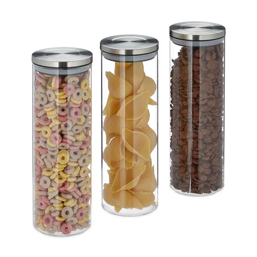Vorratsglas Set Küchenglas Spaghettiglas 1,6l Müsliglas Lebensmittelglas 3 Stück