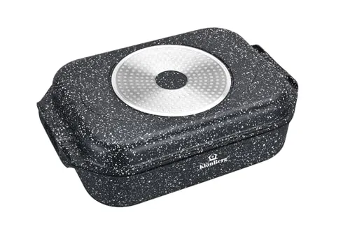 Klönberg 9L Antihaft-Backblech, BRATPFANNE, Schwanenhals, Induktion Gans Ente, mit Deckel KB 4034 SCHWARZ