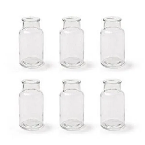 6er Set kleine Vasen je 14cm  aus Glas Hochzeit Geburtstag Feiern Flaschen Deko