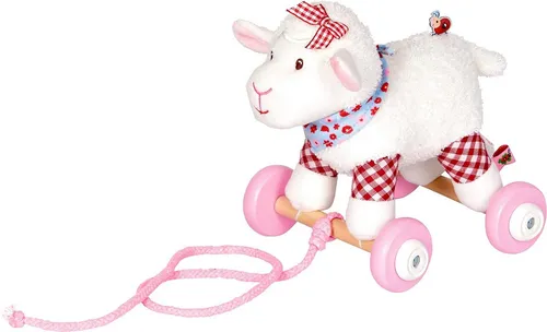 Die Spiegelburg - Lämmchen auf Holzrollen, BabyGlück - Nachziehspielzeug mit kuschelweichem Lamm, ideal zum Schieben und Kuscheln. FSC-zertifizierte Holzrollen und waschbare Oberfläche für langanhaltenden Spielspaß.
