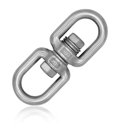 everlar® Kugelgelagerter Edelstahl Drehwirbel I 8mm 250kg I Bequemes, sicheres & ruhiges Drehen von Hängesessel, Boxsack, Schwenkgrill u.v.a. I Hochfest & Wetterbeständig