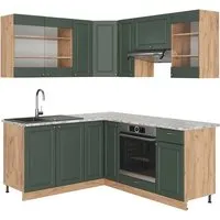 Vicco Eckküche Fame-Line 190 cm - Küchenzeilen im klassischen Landhausstil mit edlem Design, inklusive Schubunterschrank und Hängeschrank für optimalen Stauraum und Komfort.
