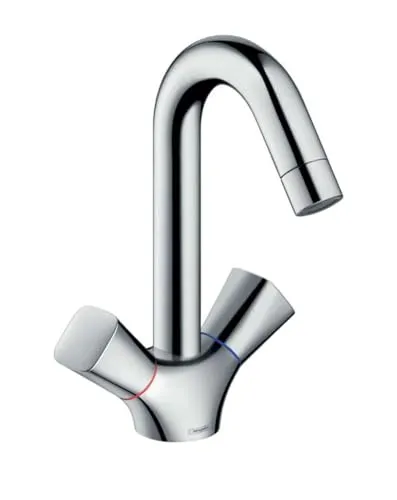 hansgrohe Logis 2-Griff Waschtischarmatur 71222000 - chrom, EcoSmart Technologie für bis zu 60% weniger Wasserverbrauch und mehr Bewegungsfreiheit