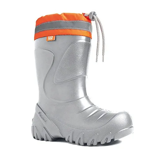 demar. Kinder Mädchen Jungen Gummistiefel Wolle gefüttert Regenstiefel leichtes Eva Material Silber 22/23 EU