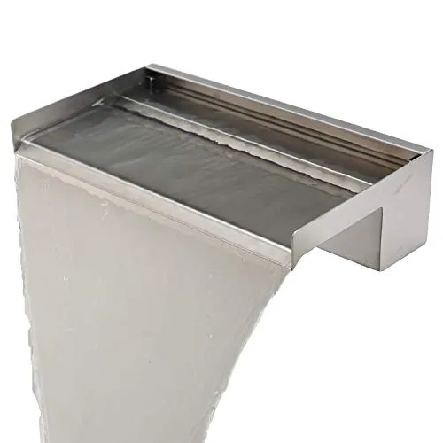 Köhko Wasserfall Alberta 30 cm aus Edelstahl - Edelstahl-Wasserspiel für Teich, Pool oder Garten, 30 cm lang, mit zwei Anschlussmöglichkeiten und optionaler LED-Beleuchtung für stimmungsvolle Akzente.