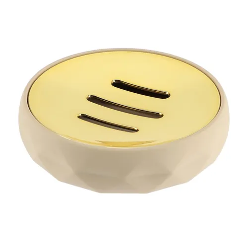 Seifenschale beige gold Kunststoff 10,5x10,5x2,5 cm Seifenablage Seifenhalter