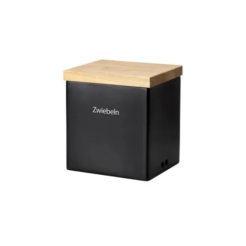 Continenta Vorratsdose Keramik schwarz mit Eichenholzdeckel - Frischhaltedose aus Keramik mit modernem Design, ideal zum Aufbewahren von Lebensmitteln. Leicht zu reinigen und mit 800 ml Kapazität.