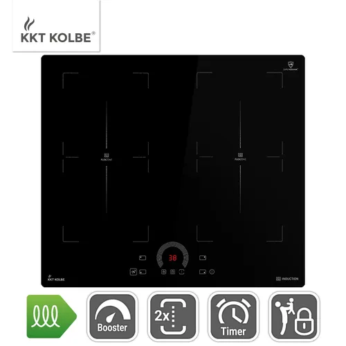KKT KOLBE Induktionskochfeld 60 cm | Autark | 8,2 kW - Kochfelder: Flexibles Induktionskochfeld mit 4 Kochzonen und 2 Flexzonen für optimale Topfplatzierung, Schnellaufheizung und Automatik-Timer für effizientes Kochen.