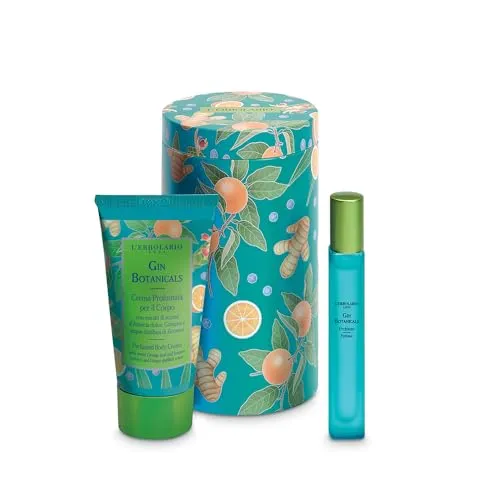 L'Erbolario Gin Botanicals Beauty Box Ingwer-Rizomi – Parfüm 10 ml + Parfümierte Körpercreme 75 ml + Dose – limitierte Edition – Zitrusduft, aromatisch und moschusartig