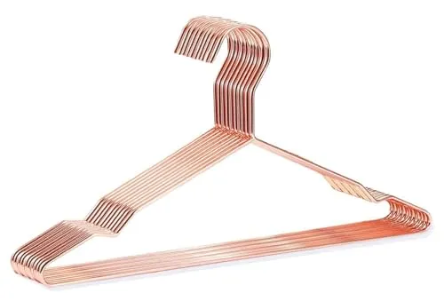 Kleiderbügel Metall,DARUITE 10 Stück Hanger Clothes,Kleiderbügel Rosegold,Edelstahl Stabil Kleiderbügel rutschfest Coat Hanger für Shorts,T-Shirt,Jacke,Hosen und Hemden(42 cm)