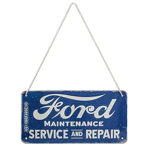 Nostalgic-Art Retro Hängeschild, 10 x 20 cm, Ford – Service & Repair – Geschenk-Idee für Ford-Zubehör Fans, Original Lizenzprodukt (OLP), aus Metall, Vintage Design, Blechschilder Sprüche