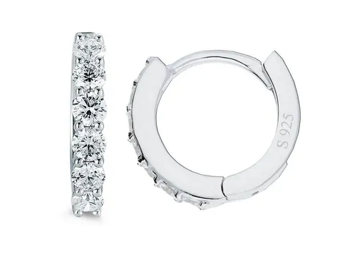 LÖB Paar Creolen Damen Ohrringe 925 Silber - Elegante Creolen aus 925 Silber mit funkelnden Zirkonia-Steinen, perfekt als Geschenk für Frauen zu besonderen Anlässen.