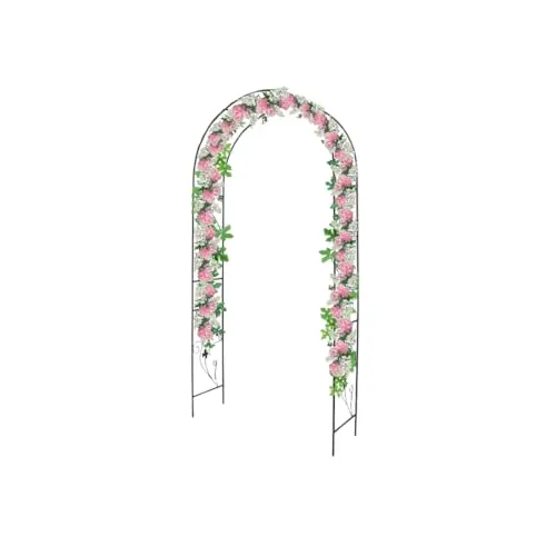 Defacto Rosenbogen aus Metall in Schwarz 230 x 37 x 114 cm (HxTxB), Torbogen, Rankbogen Rosen, Wetterfeste Rankhilfe mit Verzierung, rosenspalier, Rostfrei, für Garten DF-28B