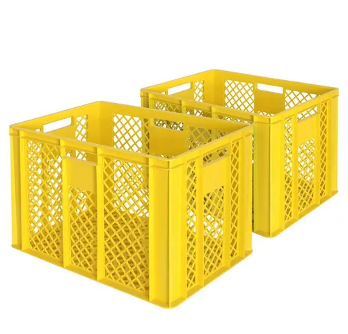 BRB-Lagertechnik Stapelbox 2x Eurobehälter/Bäckerkiste - Stapelbox aus robustem PE-HD, ideal zum Lagern und Transportieren von Lebensmitteln. Mit optimaler Luftzirkulation, spülmaschinenfest und kälte- bis hitzebeständig. Inhalt 83 Liter.