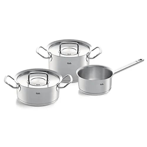 Fissler original-profi collection Edelstahl-Topfset, 3-teilig - Kochtöpfe für alle Herdarten inkl. Induktion, mit praktischer Mess-Skala und angenehmen Kaltmetallgriffen, backofen- und spülmaschinengeeignet.