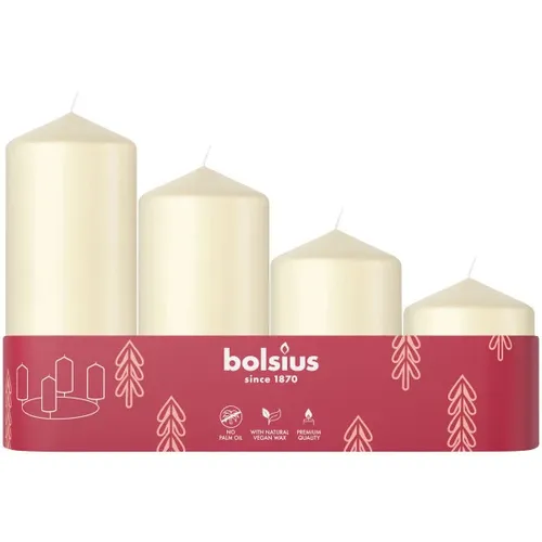 Bolsius Stumpenkerzen 4er Tray abgestuft Ø 4,8 cm weiche perle  Stumpenkerze