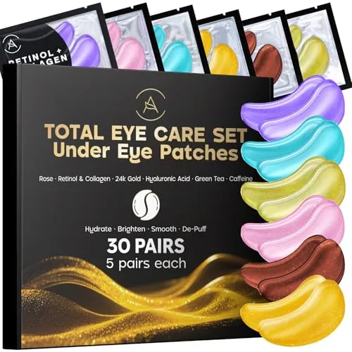 Augenpads Mix gegen Augenringe 30 Paare 5 Sorten mit Hyaluron