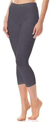 Antié Damen Leggings 3/4 aus Baumwolle AN60-101 (NavyMelange, XL)