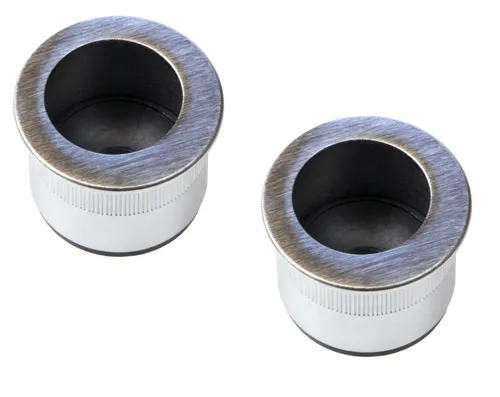 2x Muschelgriff chrom rund Türgriff Ziehgriff Ø 29 mm Schiebetür Griffe silber