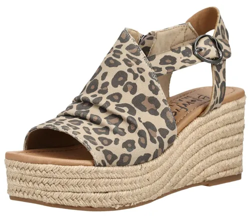Blowfish Sandalen Lederimitat Keilsandalette Beige 41 EU - Stilvolle Keilsandalette in Beige mit 8 cm Absatzhöhe. Ideal für den Alltag, bietet Komfort und Langlebigkeit durch hochwertiges Lederimitat und rutschfeste PU-Sohle.