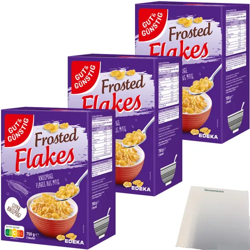 Gut&Günstig Frosted Flakes Knusprige Flakes aus Mais 3x750g Packung usy Block