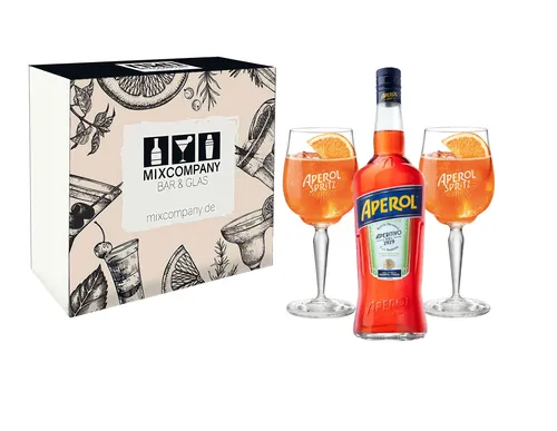 Aperol Geschenkset - Aperol Aperitivo Italiano 1L (11% Vol) + 2x Aperol Gläser