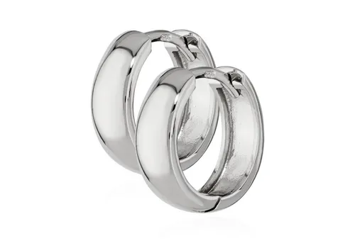 NKlaus Silber Paar 925er Sterlingsilber Klappcreolen - Ohrringe für Damen, aus anlaufgeschütztem 925er Sterlingsilber, leicht und elegant mit einem Außendurchmesser von 14mm, ideal für jeden Anlass.