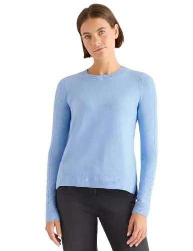 CECIL Damen 3016899 Pullover Mit Strickdetail, Sporty Light Blue Melange, M EU