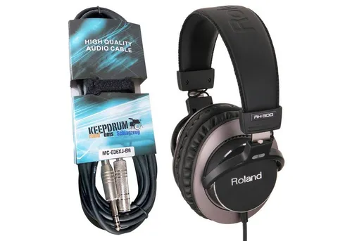 Roland RH-300 Studio-Kopfhörer - HiFi-Kopfhörer mit geschlossenem Design und 45mm Custom-Treibern für natürlichen Klang, ideal zum Mixen und Mastern, inklusive Verlängerungskabel und Klinkenadapter.