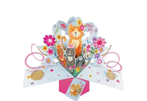 Second Nature Pop Ups Geburtstagskarte Grußkarte PopUp 'Happy Birthday Katzen'