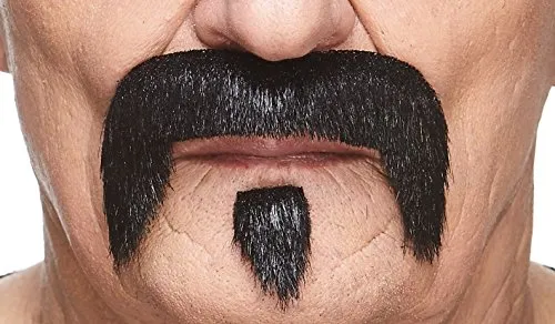 Mustaches Selbstklebender Zappa Gefälschter Schnurrbart, Neuheit, Falsche Gesichtsbehaarung, Kostümzubehör für Erwachsene, Schwarz Glänzend Farbe