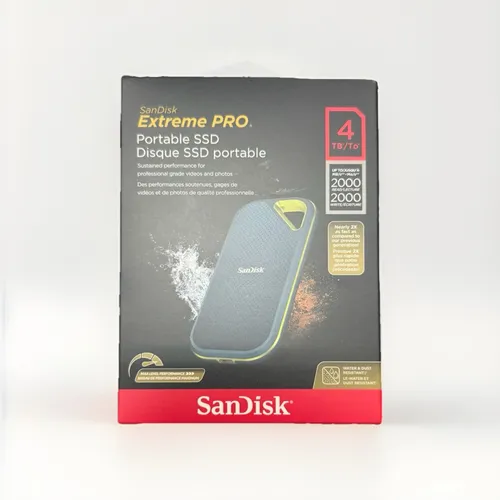 SanDisk Extreme PRO 4TB Portable SSD - Schnell und Sicher - Externe SSD mit 4 TB Speicher, ultra-schnelle Lesegeschwindigkeit von 2000 MB/s, wasserresistent und ideal für mobile Nutzung. Perfekt für Laptop, Mac und PC.