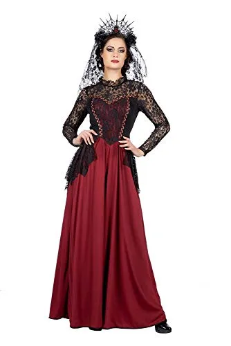 Wilbers Gothic Kostüm Gräfin Vampir Hexe Herrin Mittelalter - Elegantes Kostüm-Outfit für Erwachsene: Hochwertiges, bodenlanges Kleid mit floralem Spitzenoberteil, ideal für Halloween, Karneval und Motto-Partys.