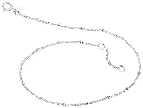 Silberketten Store Fußkette Panzer 1,3mm mit Kugeln - Länge wählbar 23-30cm - echt 925 Silber