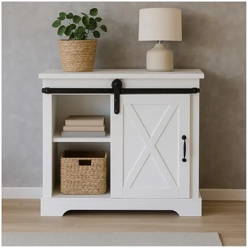 HTI-Living Kommode Thekla mit Schiebetür - Kommode im Landhausstil, 79 cm breit und ideal für stilvolle Aufbewahrung in jedem Raum.