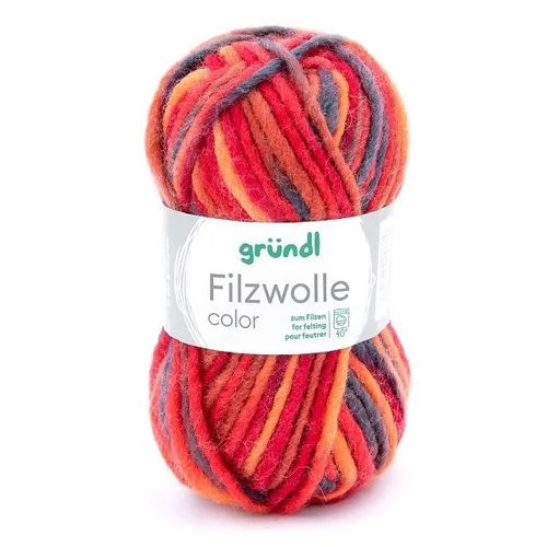 Gründl Filzwolle 50 g rot-orange-schwarz multicolor 100g/5,98Euro