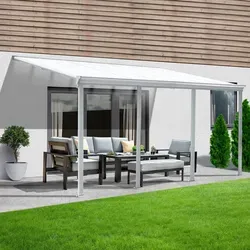 HOME DELUXE Terrassenüberdachung SOLIS - Weiß - 618 x 303 x 226/278 cm - Terrassenüberdachung aus hochwertigem Aluminium mit Hohlkammerplatten für optimalen UV-Schutz. Ideal für gemütliche Stunden im Freien, egal bei Sonne oder Regen.