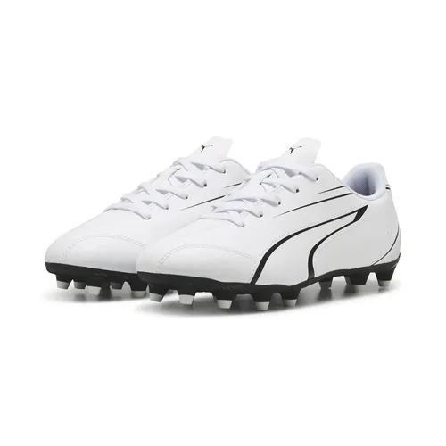 Puma Vitoria FG/AG JR Fußballschuh, Weiß Schwarz, 32 EU - Fußballschuhe für Jungen, leicht und bequem für festen und Kunstrasen, optimale Traktion durch TPU-Sohle für beste Spielperformance.
