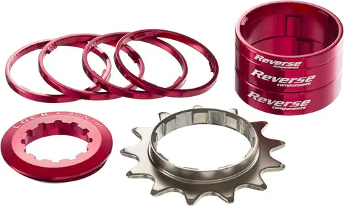 Reverse MTB Dirtbike Fixie Umbauset Adapter Single Speed Kit 13Z rot - Praktisches Umbauset für Ihr Mountainbike: Wandeln Sie Ihr Rad in ein Single Speed Bike um. Enthält alles, was Sie für eine einfache Montage benötigen.