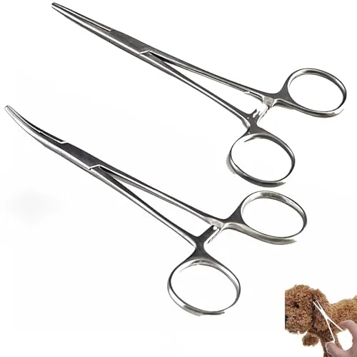 Piercing Zangen Set, selbstsichernde Piercing Zangen Set, Premium Edelstahl Angelklemmen mit Sägezahn Design für DIY Handwerk und Tierpflege (straight+bend)