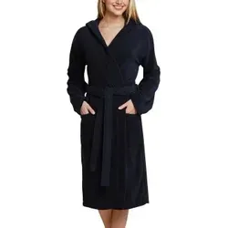 Schiesser Damen Bademantel 128545-815, Gr. 42 / XL, Blau (815-navy) - Kuschelig und bequem - Bademantel für Damen aus weichem Frottee mit Kapuze und großen Taschen für zusätzlichen Komfort, ideal für entspannte Momente.