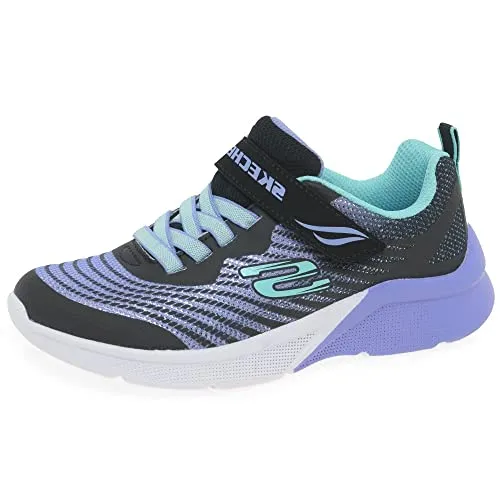 Skechers Mädchen 302349l Bkmt Sneaker - Sneaker aus schwarzem glitzerndem Netzstoff mit flexibler Traktions-Laufsohle und gepolsterter Komfort-Innensohle für optimalen Tragekomfort.